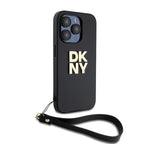 DKNY dėklas su riešo dirželiu iPhone 15 Pro – juodas