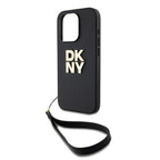 DKNY dėklas su riešo dirželiu iPhone 15 Pro – juodas