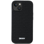 DKNY 3D Rubber Repeat Pattern dėklas iPhone 15 Plus – juodas