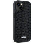 DKNY 3D Rubber Repeat Pattern dėklas iPhone 15 Plus – juodas