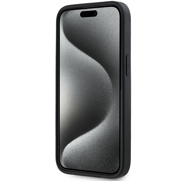DKNY 3D Rubber Repeat Pattern dėklas iPhone 15 Plus – juodas