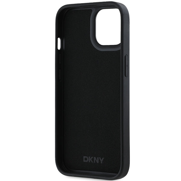 DKNY 3D Rubber Repeat Pattern dėklas iPhone 15 Plus – juodas