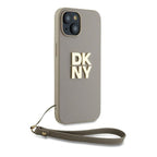DKNY dėklas iPhone 15/14/13 su dirželiu – smėlio