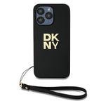 DKNY dėklas iPhone 15 Pro Max su riešo dirželiu – juodas
