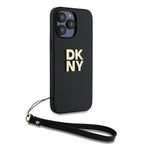 DKNY dėklas iPhone 15 Pro Max su riešo dirželiu – juodas