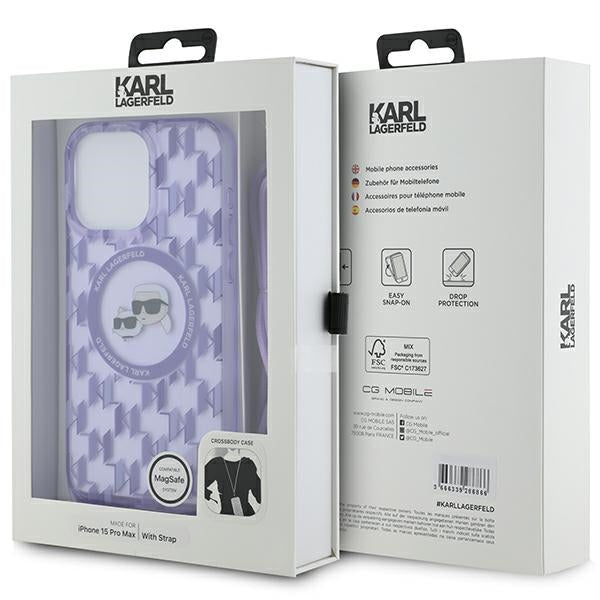 Karl Lagerfeld MagSafe dėklas iPhone 15 Pro – violetinis