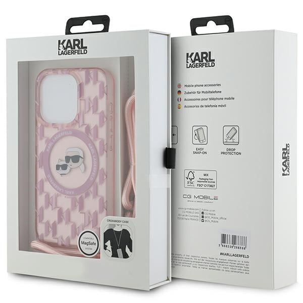 Karl Lagerfeld MagSafe dėklas iPhone 15 Pro Max – rožinis