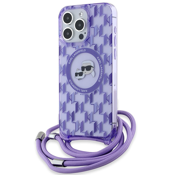 Karl Lagerfeld MagSafe dėklas iPhone 15 Pro Max – violetinis