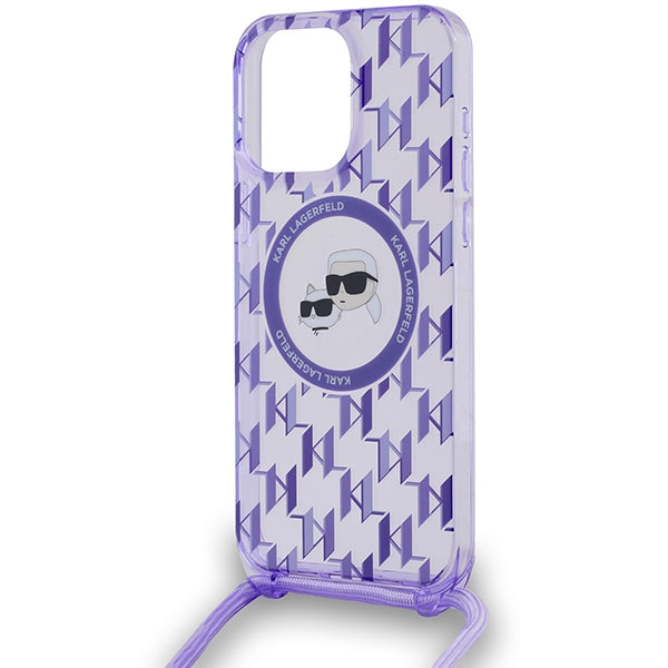 Karl Lagerfeld MagSafe dėklas iPhone 15 Pro Max – violetinis