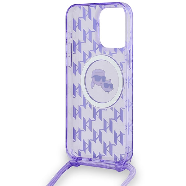 Karl Lagerfeld MagSafe dėklas iPhone 15 Pro Max – violetinis