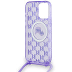 Karl Lagerfeld MagSafe dėklas iPhone 15 Pro Max – violetinis