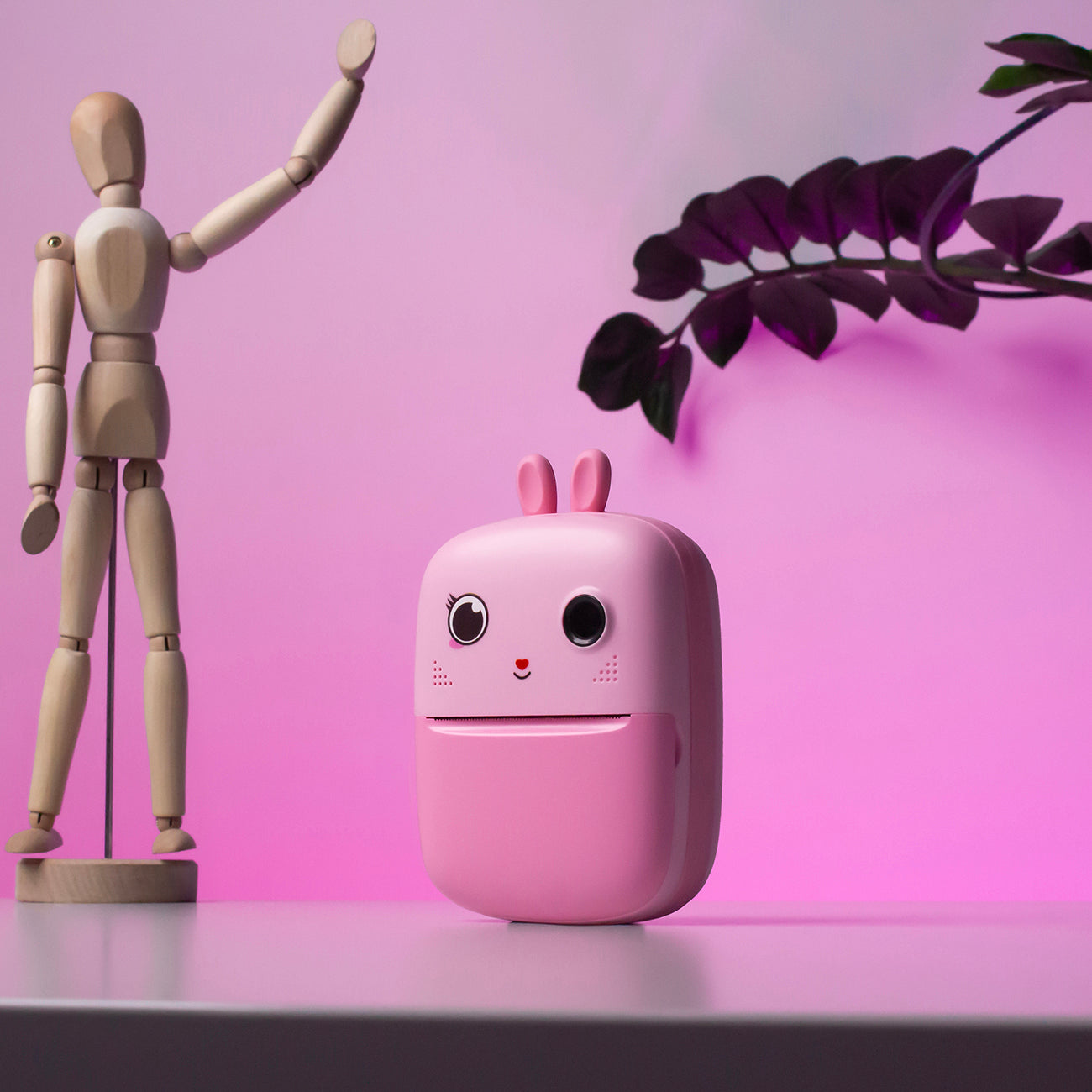 Miniatūrinis terminis spausdintuvas vaikams su kamera ir vaizdo kamera - Rožinis -- Selfie Sticks & Tripods