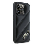 Karl Lagerfeld Diagonal Quilted Script dėklas iPhone 14 Pro – juodas