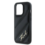Karl Lagerfeld Diagonal Quilted Script dėklas iPhone 14 Pro – juodas