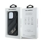 Karl Lagerfeld Diagonal Quilted Script dėklas iPhone 14 Pro – juodas