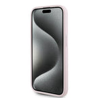 Karl Lagerfeld Diagonal Quilted Script dėklas iPhone 15 Pro – rožinis