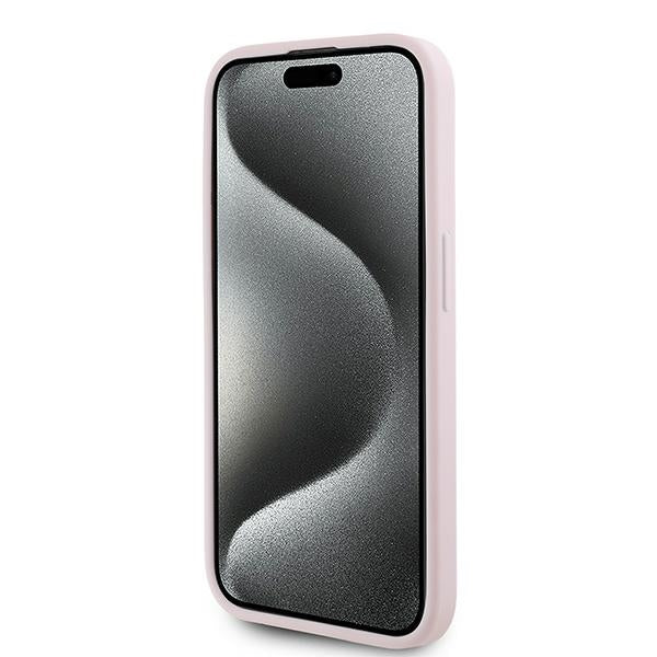 Karl Lagerfeld Diagonal Quilted Script dėklas iPhone 15 Pro – rožinis