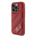 Karl Lagerfeld Diagonal Quilted Script dėklas iPhone 15 Pro Max – raudonas