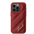 Karl Lagerfeld Diagonal Quilted Script dėklas iPhone 15 Pro Max – raudonas