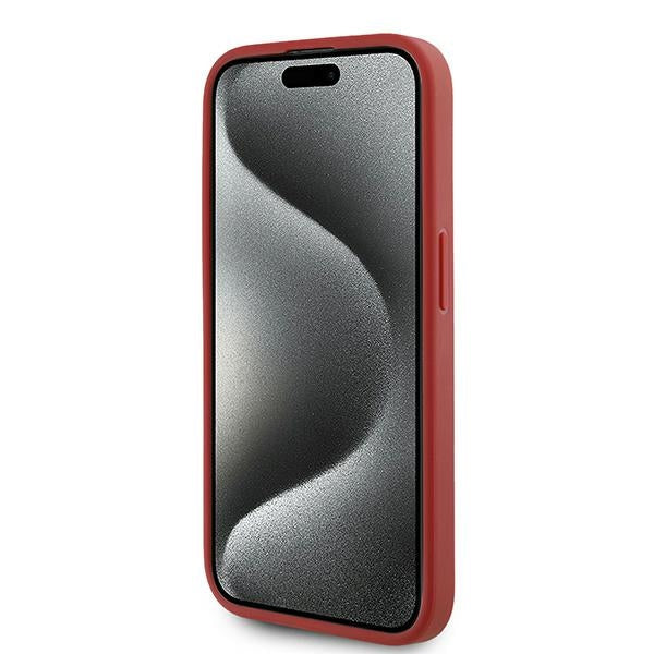 Karl Lagerfeld Diagonal Quilted Script dėklas iPhone 15 Pro Max – raudonas