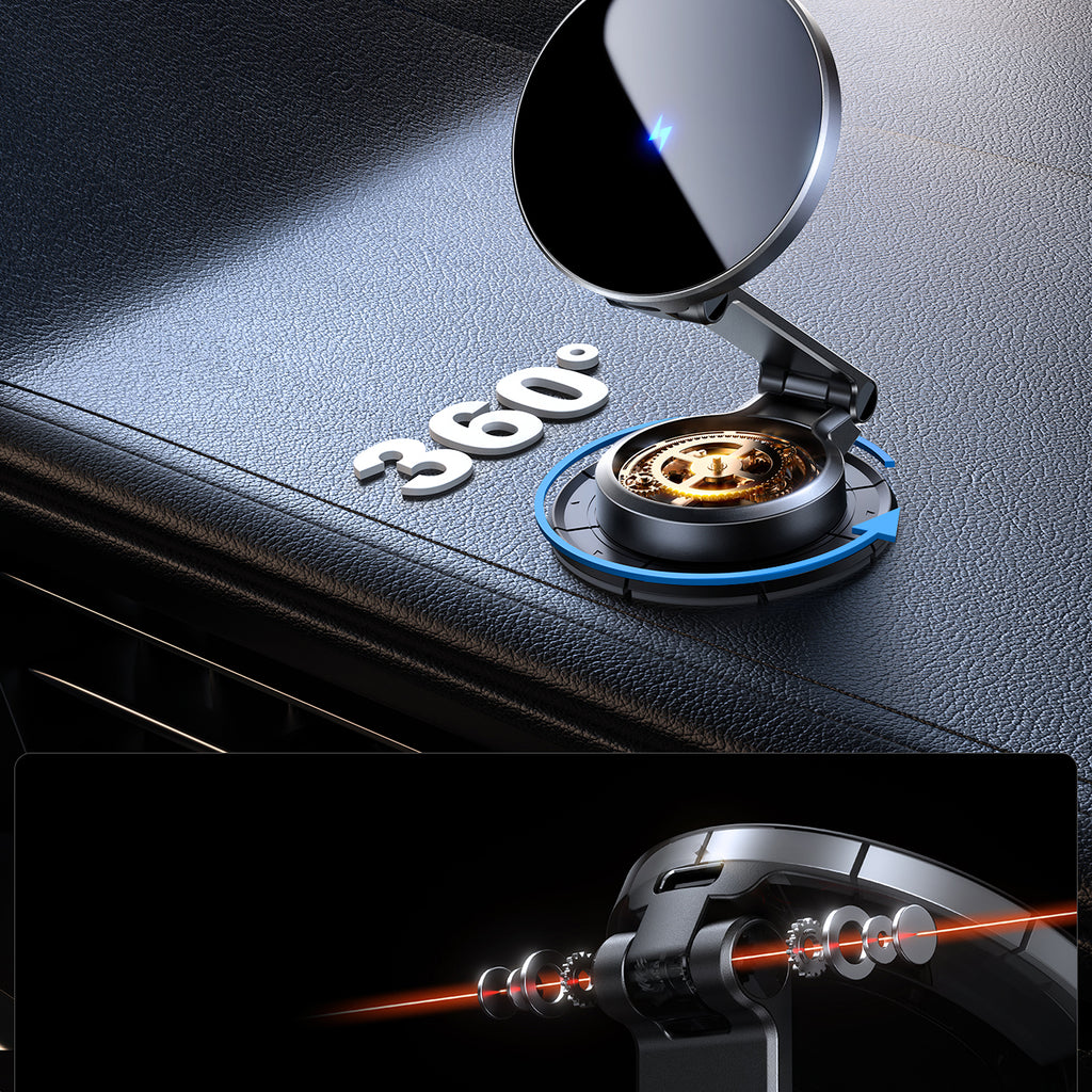 Joyroom JR-ZS408 magnetinis laikiklis su 15W indukciniu įkrovikliu automobilio prietaisų skydeliui, juodas
