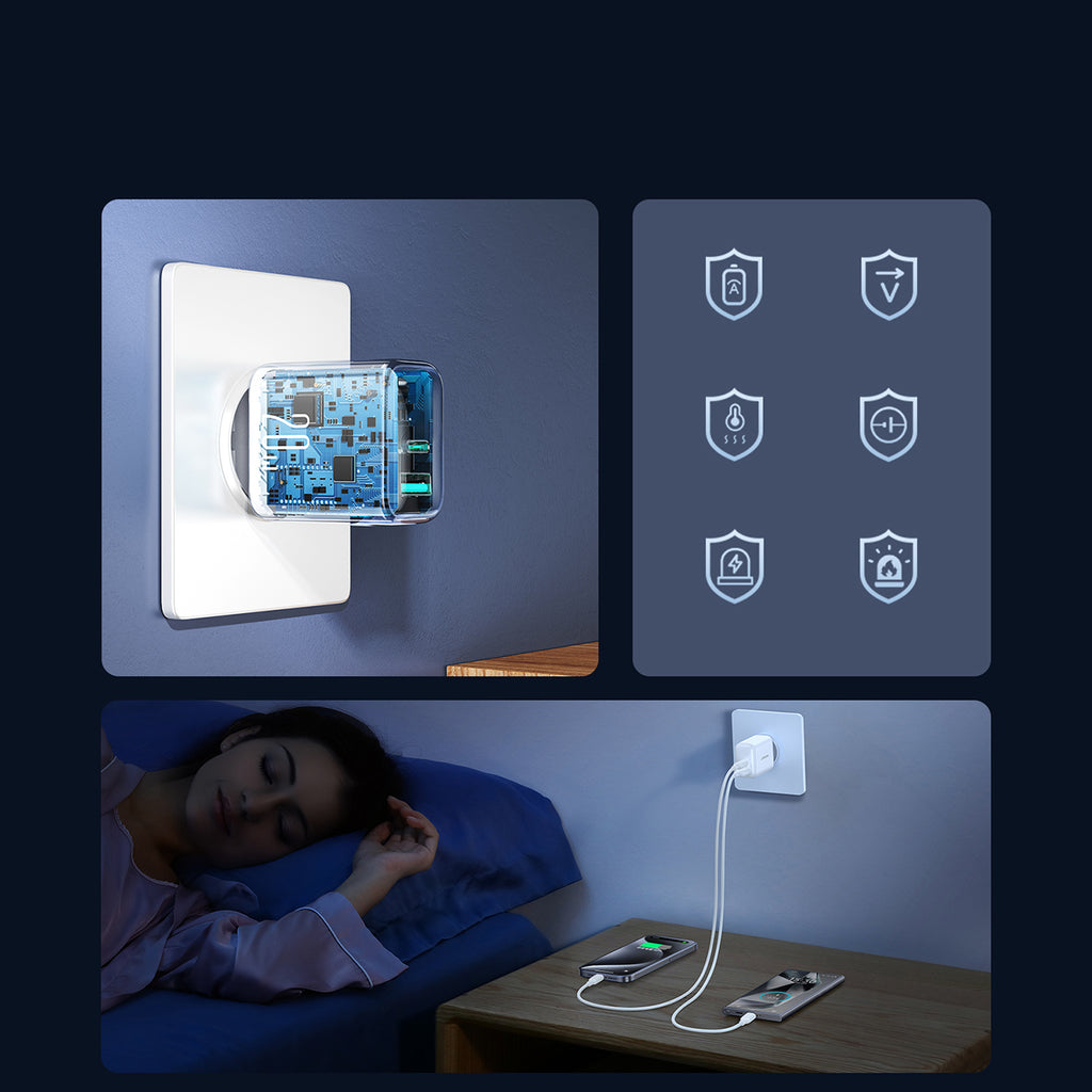 Joyroom JR-TCF21 tinklo įkroviklis USB-C / USB-A 20W PD / QC 3.0 - baltas