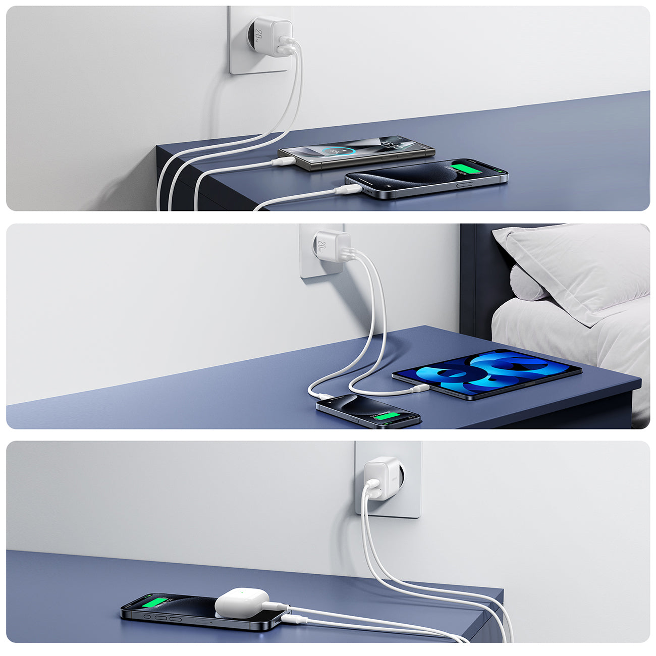 Joyroom JR-TCF21 tinklo įkroviklis USB-C / USB-A 20W PD / QC 3.0 - baltas