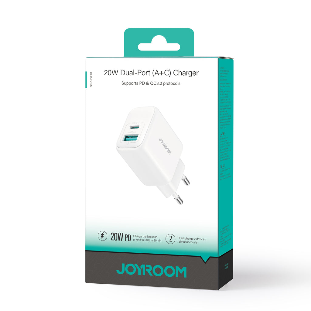 Joyroom JR-TCF21 tinklo įkroviklis USB-C / USB-A 20W PD / QC 3.0 - baltas