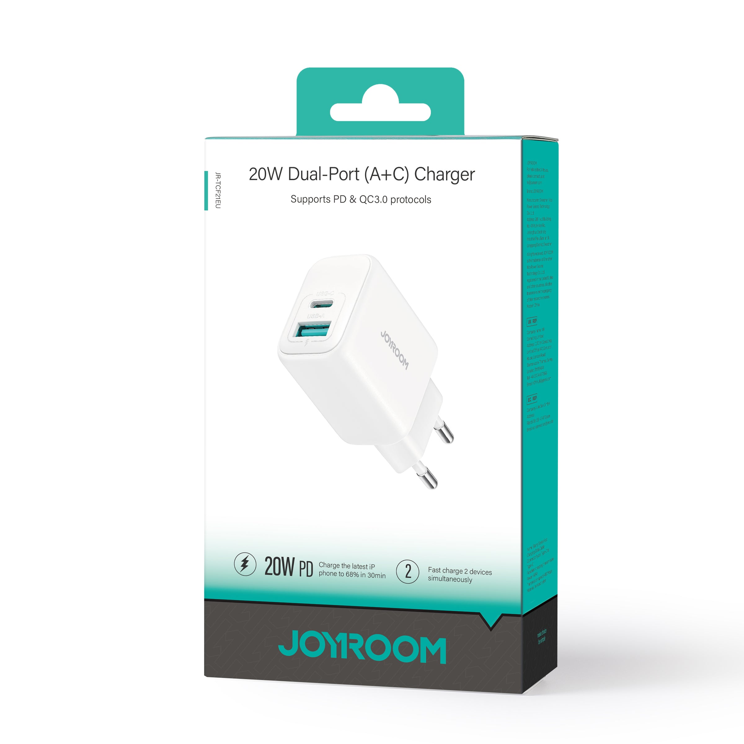 Joyroom JR-TCF21 tinklo įkroviklis USB-C / USB-A 20W PD / QC 3.0 - baltas