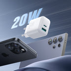 Joyroom JR-TCF21 tinklo įkroviklis USB-C / USB-A 20W PD / QC 3.0 - baltas