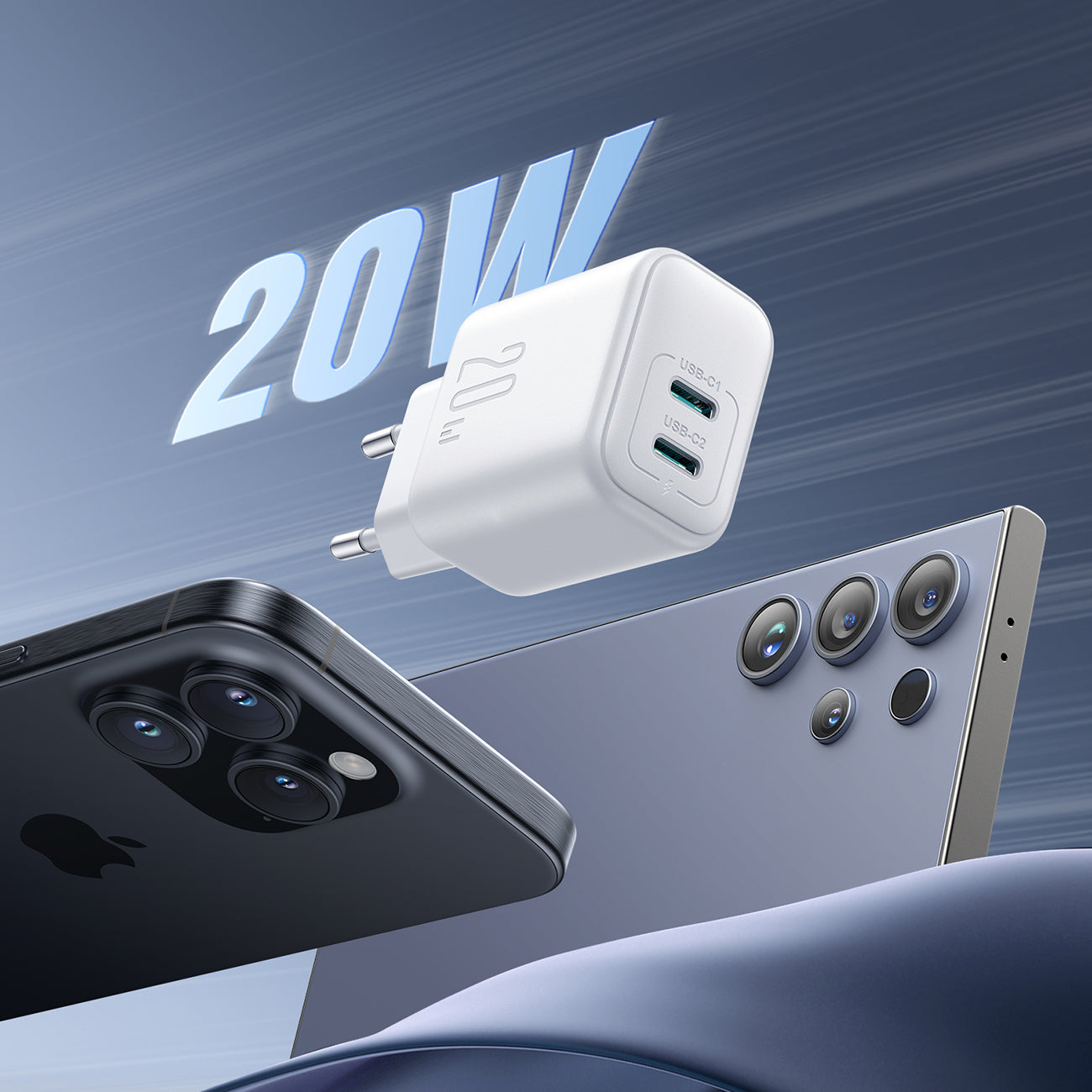 Joyroom JR-TCF12 tinklo įkroviklis 2x USB-C 20W PD / QC 3.0 - baltas