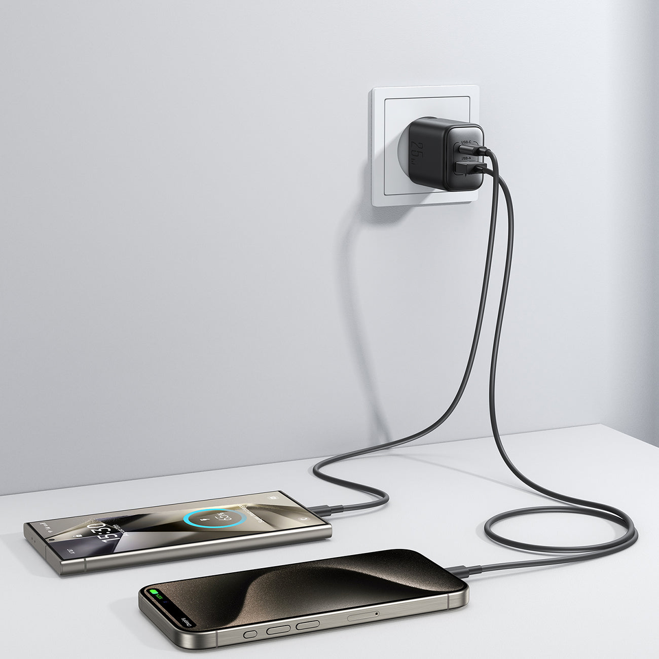 Joyroom JR-TCF13 tinklo įkroviklis USB-C / USB-A 25W SFC / PPS / PD - juodas