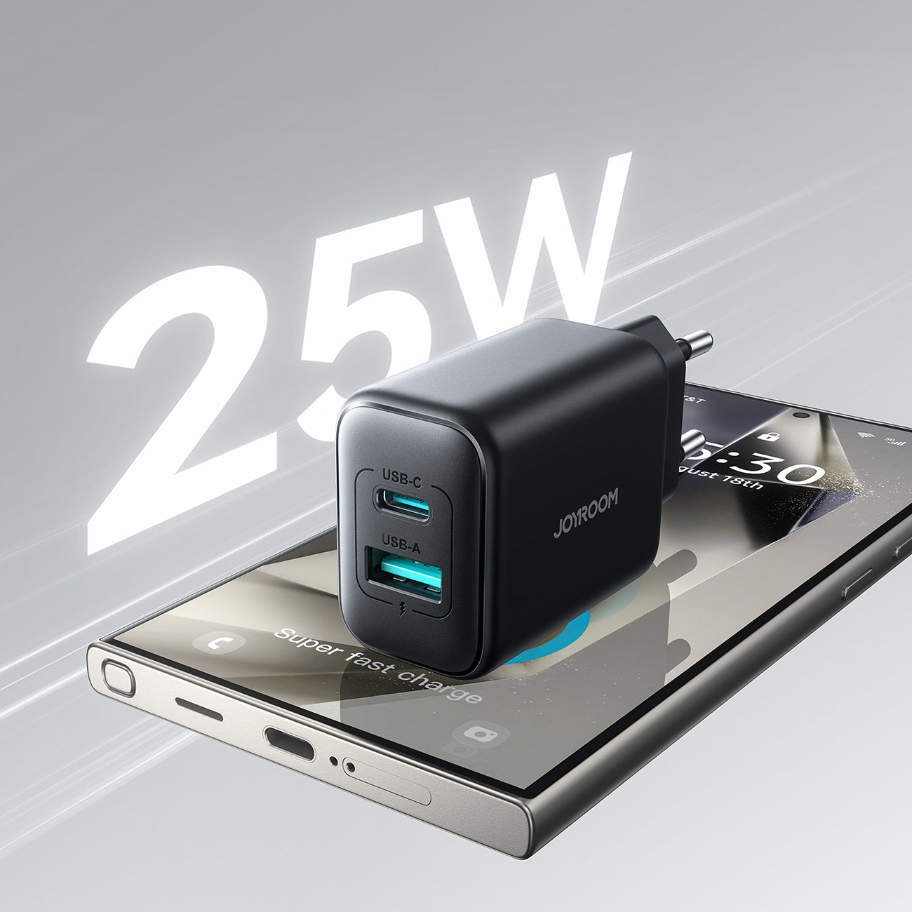 Joyroom JR-TCF13 tinklo įkroviklis USB-C / USB-A 25W SFC / PPS / PD - juodas