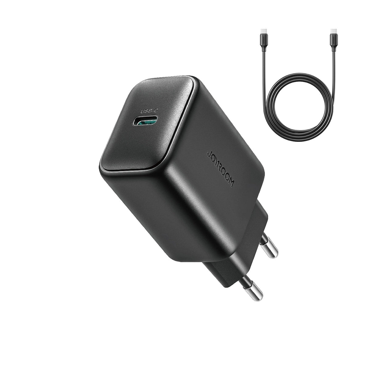 Joyroom JR-TCF23 tinklo įkroviklis USB-C 25W SFC / PPS / PD - juodas + USB-C / USB-C laidas 1m