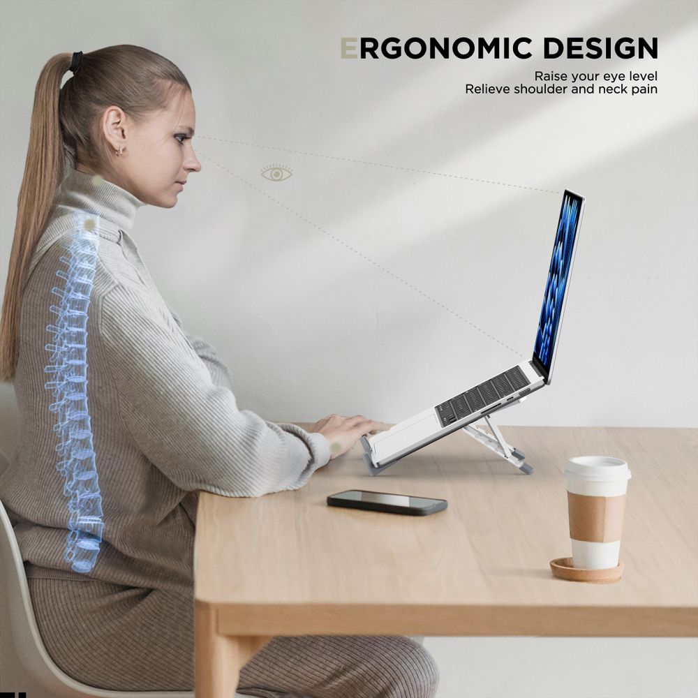 Tech-Protect ULS300 nešiojamojo kompiuterio stovas – sidabrinis -- Laptop Stands