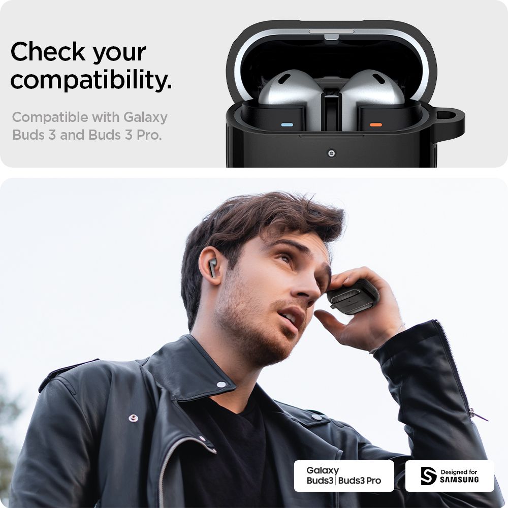 Spigen Rugged Armor dėklas Galaxy Buds 3/3 Pro – juodas