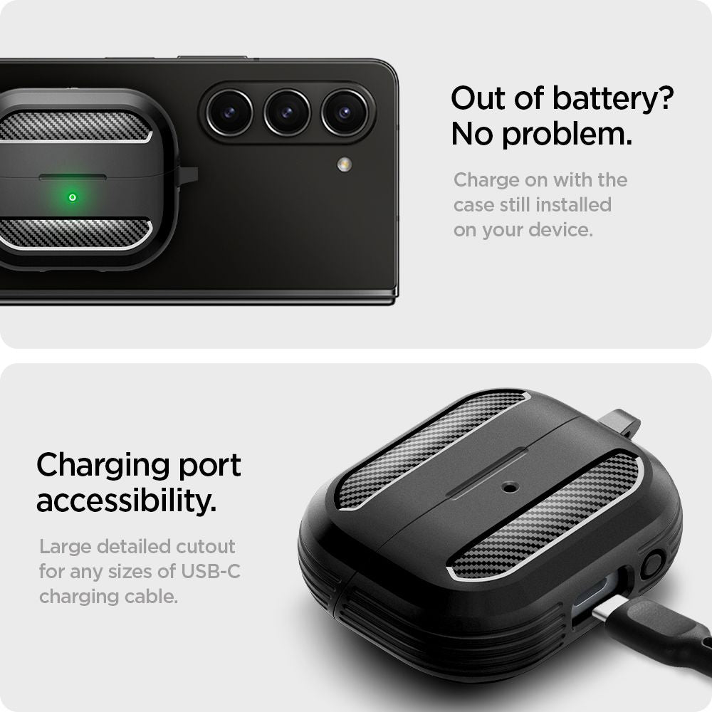 Spigen Rugged Armor dėklas Galaxy Buds 3/3 Pro – juodas