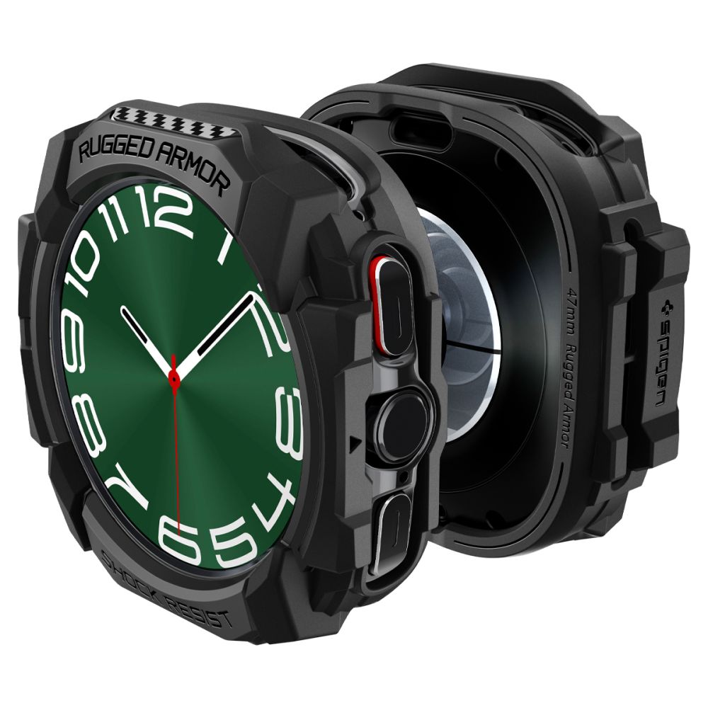 Spigen Rugged Armor dėklas Galaxy Watch Ultra 47 mm – juodas -- Samsung Galaxy Watch Ultra (47mm)