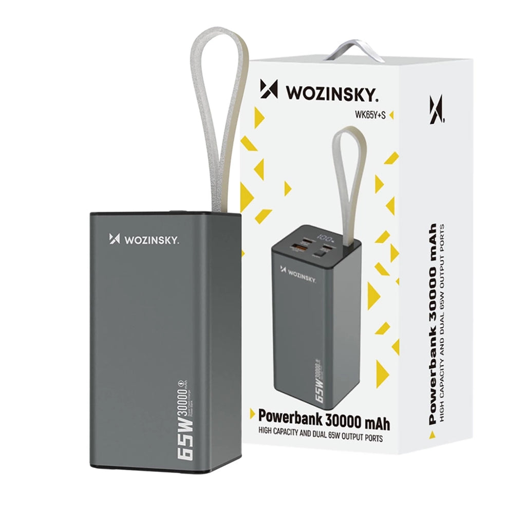 Wozinsky Išorinė baterija K65+ 65W 30000mAh 2x USB-C, 1x USB-A 65W - pilkas -- Powerbanks
