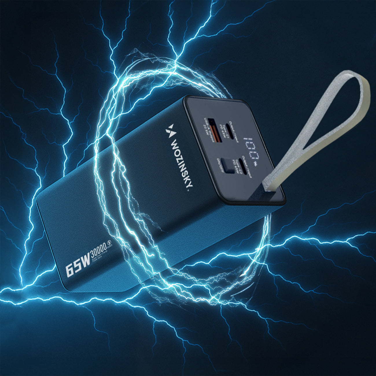 Wozinsky Išorinė baterija K65+ 65W 30000mAh 2x USB-C, 1x USB-A 65W - pilkas -- Powerbanks