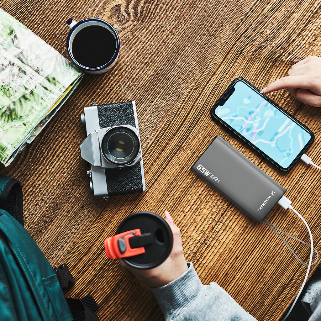Wozinsky Išorinė baterija K65+ 65W 30000mAh 2x USB-C, 1x USB-A 65W - pilkas -- Powerbanks
