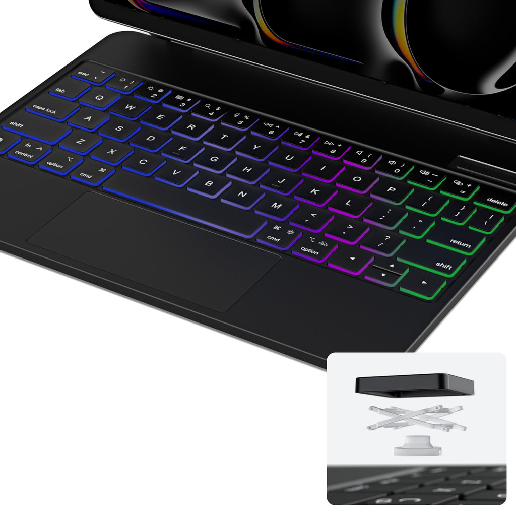 Dux Ducis klaviatūros (MK serijos) dėklas su Bluetooth klaviatūra, skirtas iPad Pro 11" 2024 - juodas
