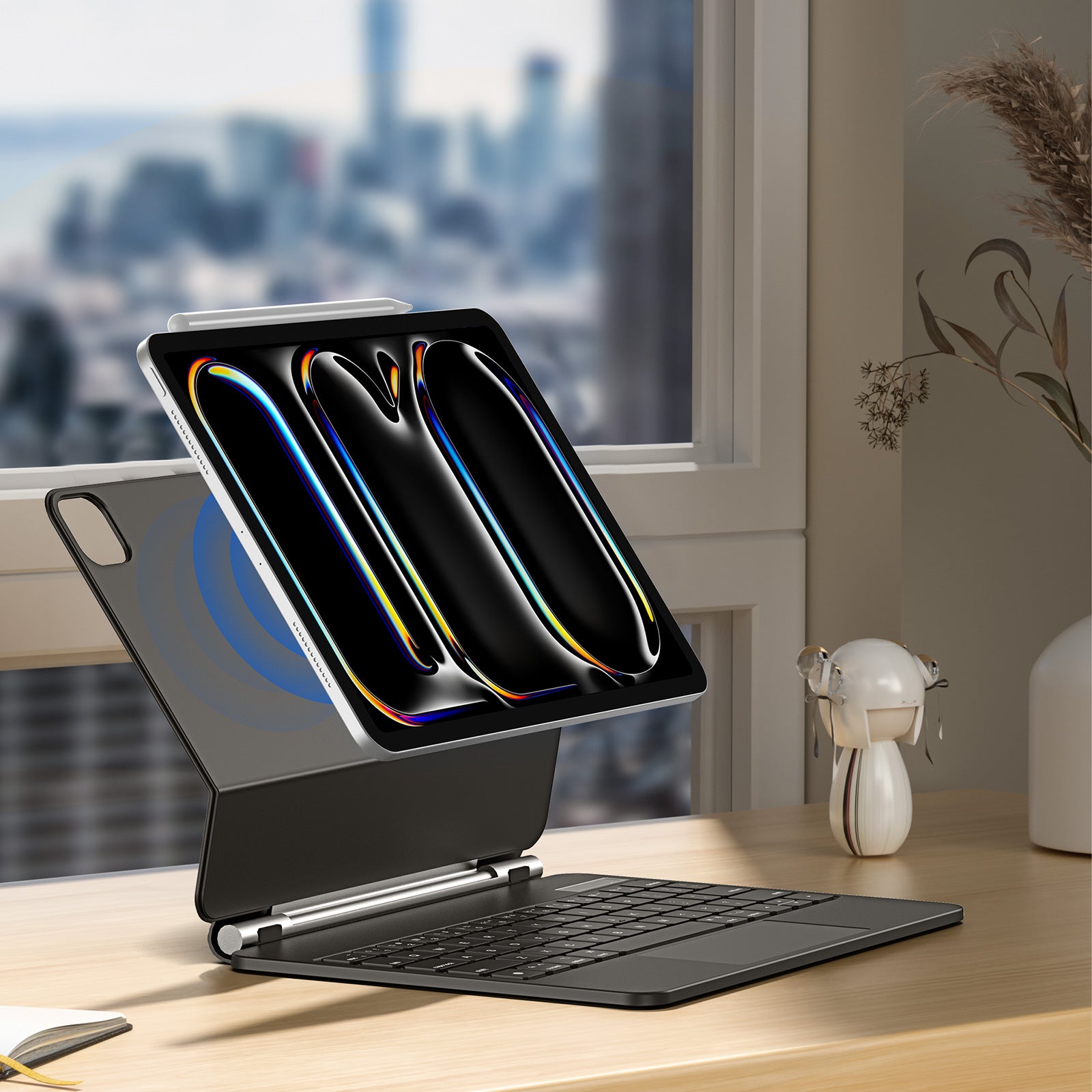 Dux Ducis klaviatūros (MK serijos) dėklas su Bluetooth klaviatūra, skirtas iPad Pro 11" 2024 - juodas
