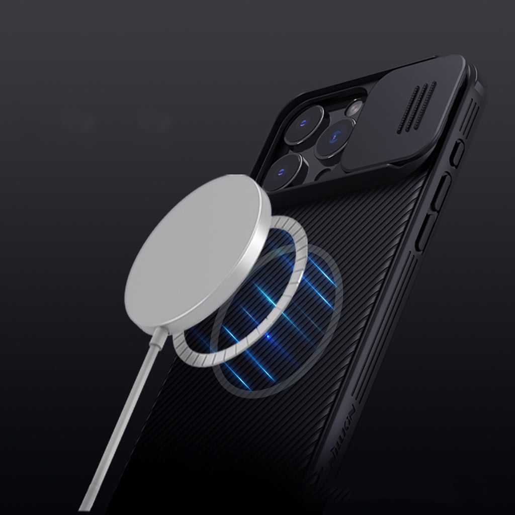 Nillkin CamShield Pro MagSafe dėklas iPhone 16 Pro – juodas