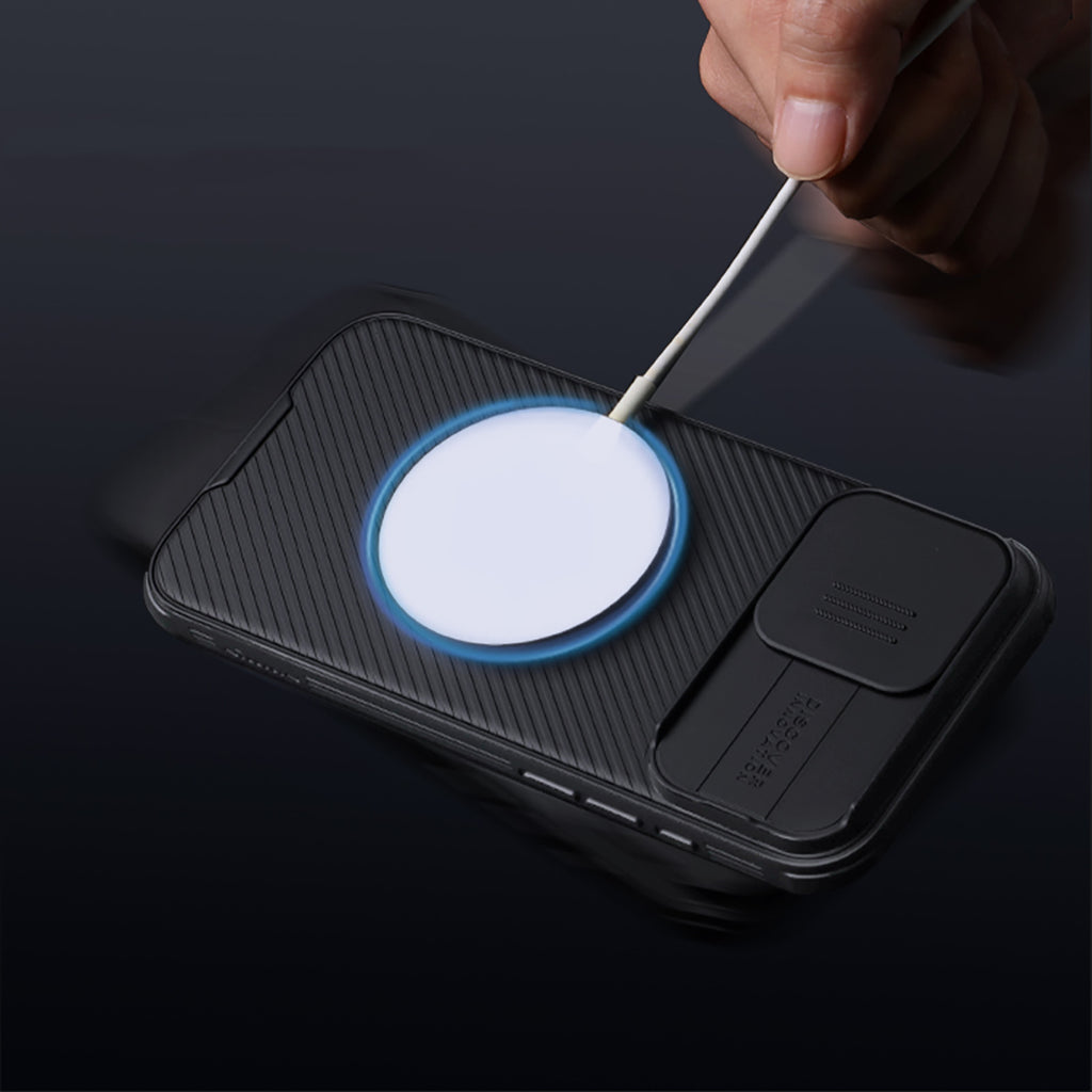 Nillkin CamShield Pro MagSafe dėklas iPhone 16 Pro – juodas