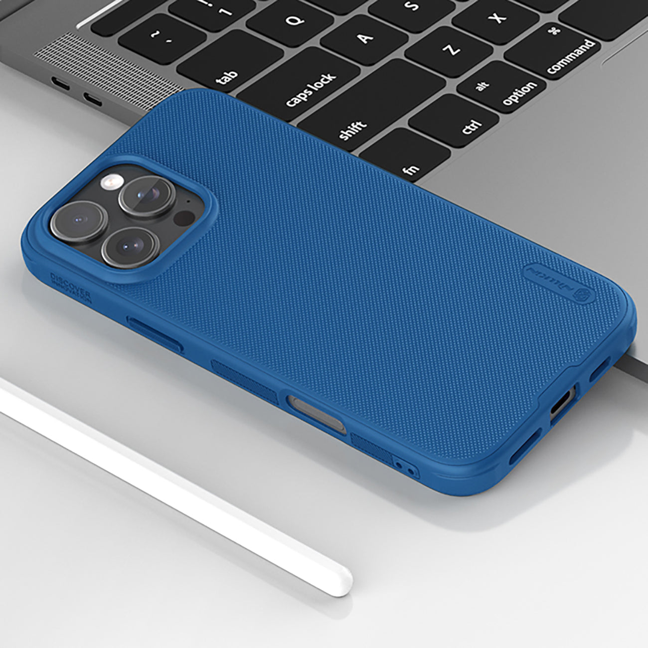 Nillkin Super Frosted Shield Pro dėklas iPhone 16 Pro – mėlynas