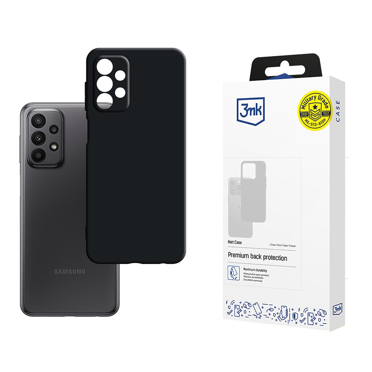 3mk Matt Case dėklas Samsung Galaxy A23 / A23 5G - juodas -- Samsung Galaxy A23