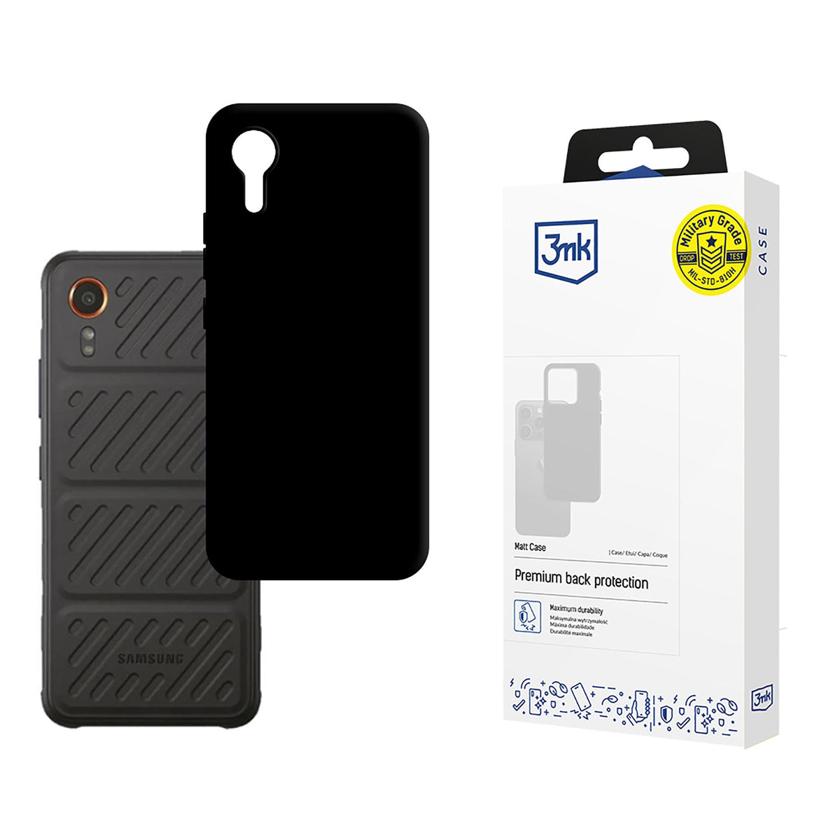 3mk matinis dėklas, skirtas Samsung Galaxy XCover 7 – juodas -- Samsung Galaxy XCover 7