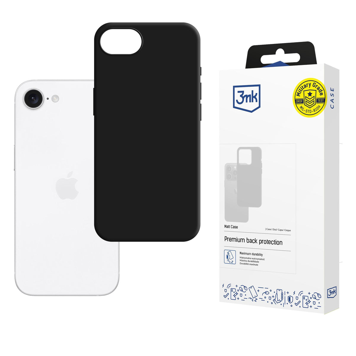 3mk matinis dėklas, skirtas Apple iPhone 16e / SE 4 – juodas