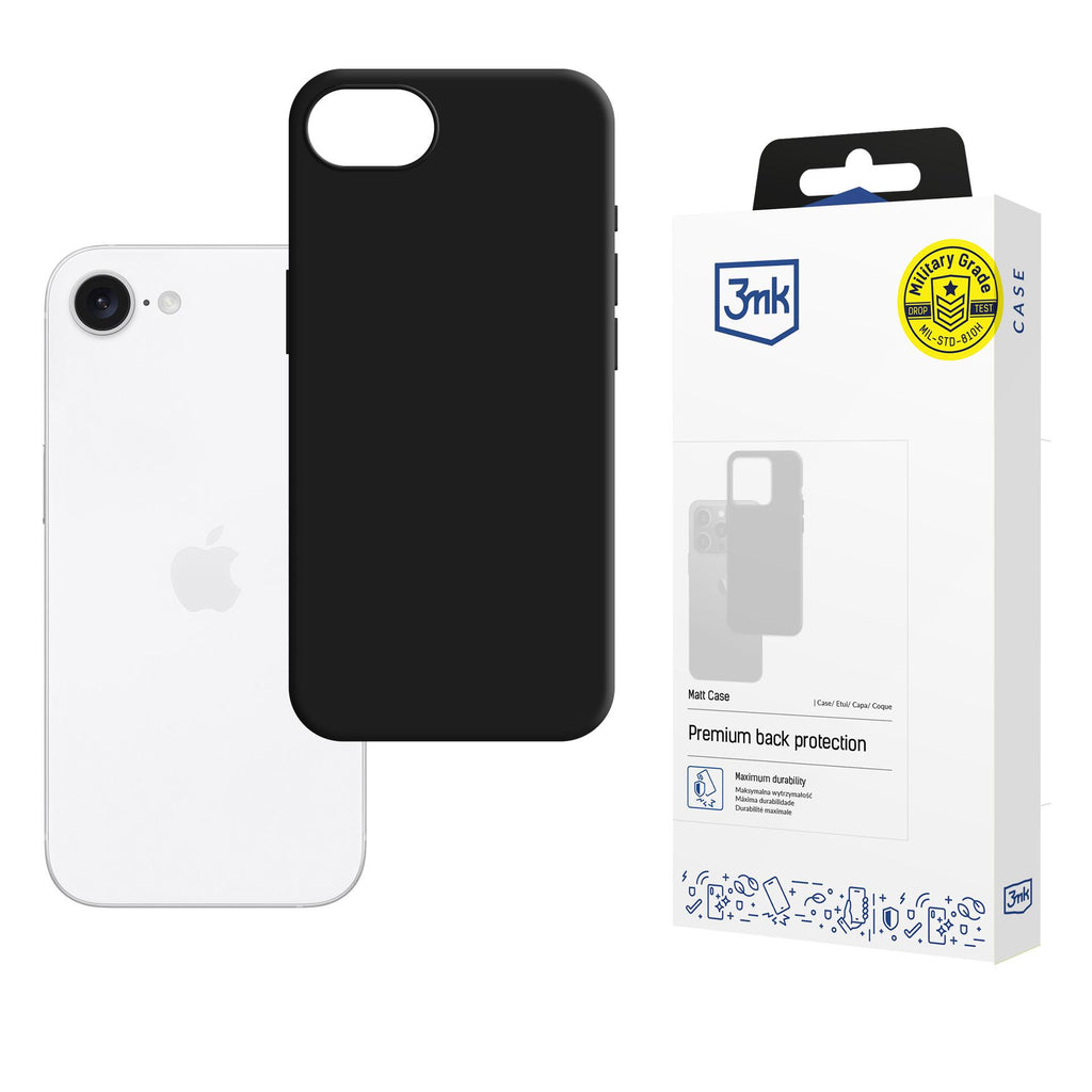 3mk matinis dėklas, skirtas Apple iPhone 16e / SE 4 – juodas